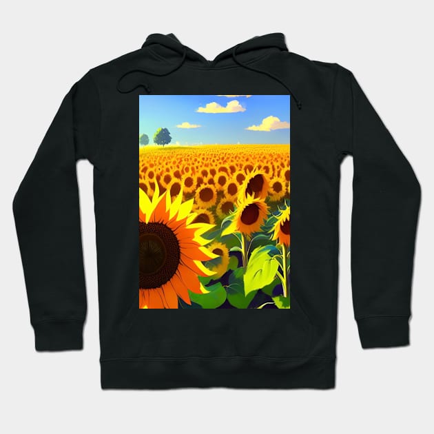 STYLISH SIMPLE SUNFLOWER FIELD WITH PALE BLUE SKY Hoodie by sailorsam1805